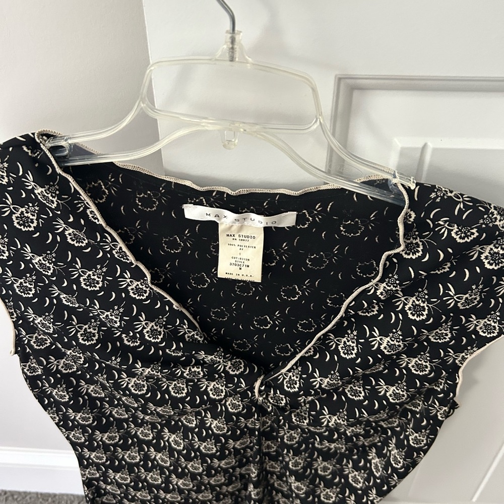 Black and Ivory V Neck Top